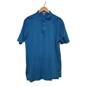 Peter Millar Men's Blue White Pinstripe Short Sleeve Golf Polo Large Collared
